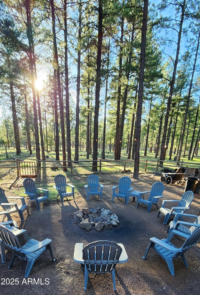 12814 E Dream Acres Ln, Parks, AZ 86018 - view of patio / terrace featuring a fire pit