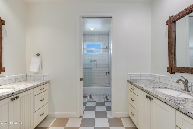 bathroom featuring vanity and shower / washtub combination