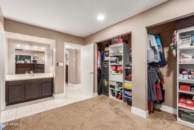 bathroom featuring vanity and tile patterned floors