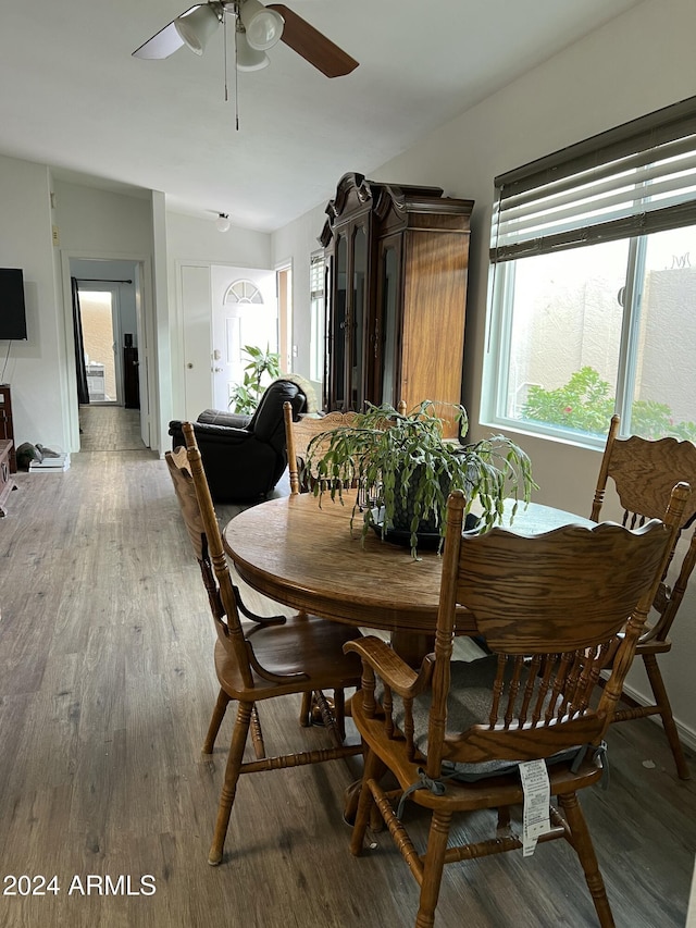 5839 E Norwood St, Mesa, AZ 85215 - dining room with wood finished floors and a ceiling fan