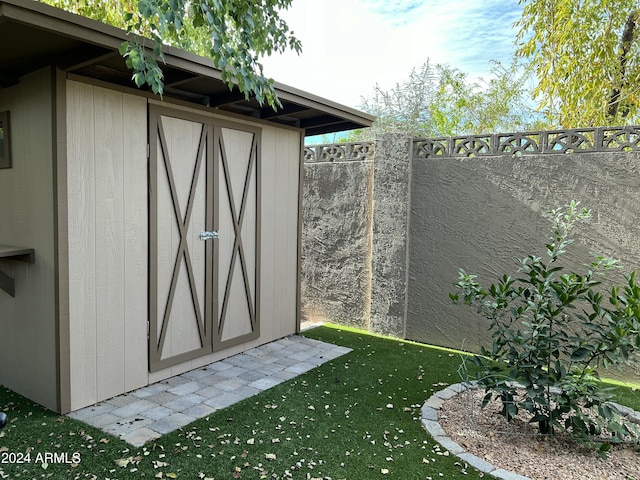 5839 E Norwood St, Mesa, AZ 85215 - view of shed featuring fence