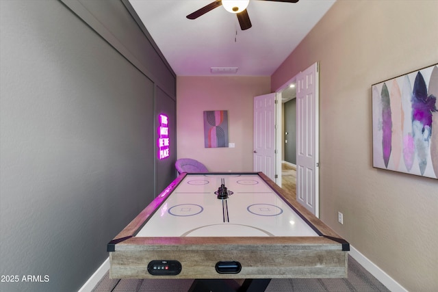 playroom featuring ceiling fan