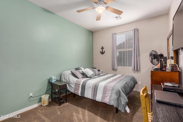291 N Scott Dr, Chandler, AZ 85225 - bedroom with baseboards, carpet flooring, ceiling fan, and visible vents