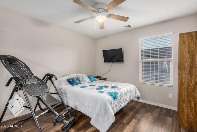 291 N Scott Dr, Chandler, AZ 85225 - bedroom featuring baseboards, visible vents, a ceiling fan, and wood finished floors