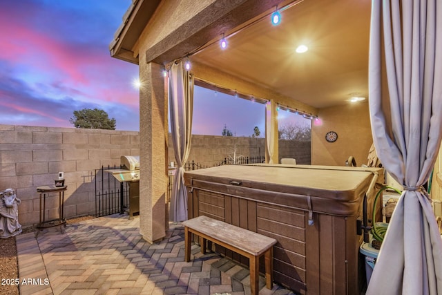 291 N Scott Dr, Chandler, AZ 85225 - view of patio / terrace with a fenced backyard and a hot tub