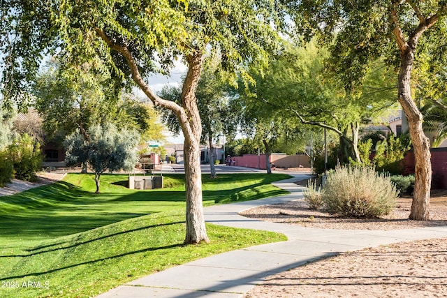 view of home's community with a lawn