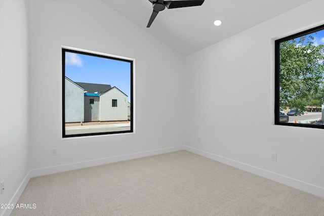6329 N 10th Dr, Phoenix, AZ 85013 - carpeted empty room with baseboards, lofted ceiling, recessed lighting, and a ceiling fan