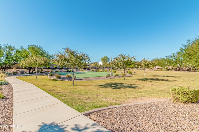 view of home's community with a lawn