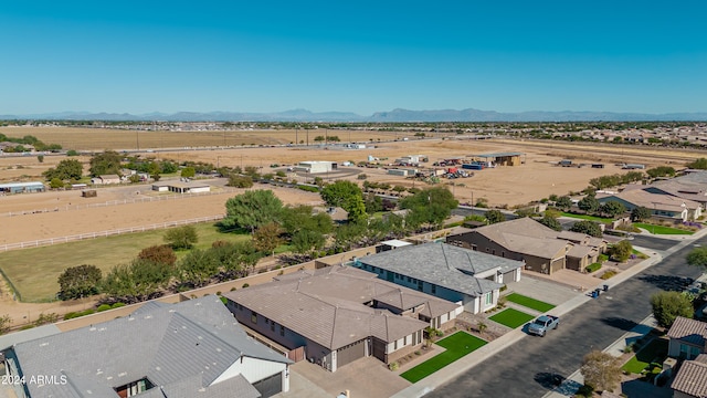 drone / aerial view featuring a mountain view