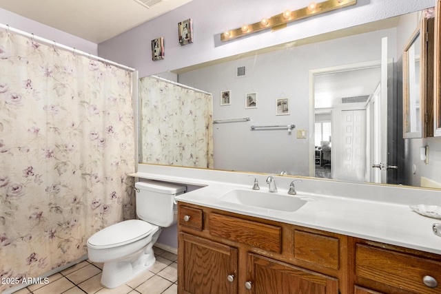 bathroom featuring tile patterned floors, toilet, and vanity