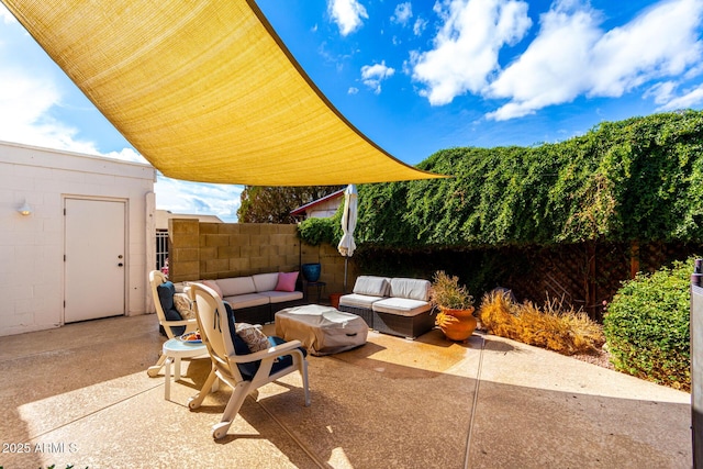 view of patio featuring an outdoor living space