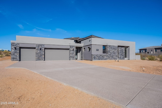 contemporary home with a garage