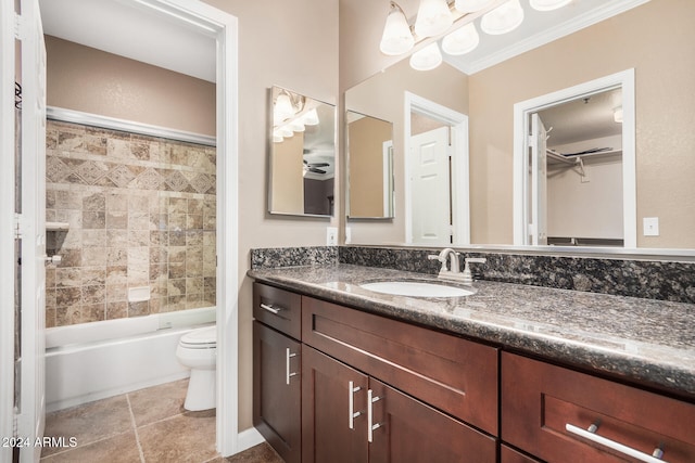 full bathroom with tile patterned floors, vanity, shower / bathing tub combination, and toilet