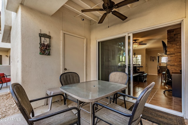 view of patio with ceiling fan