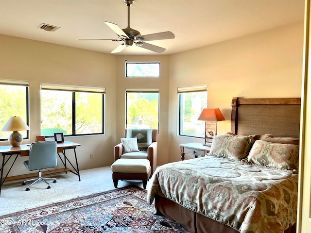 bedroom with carpet floors and ceiling fan