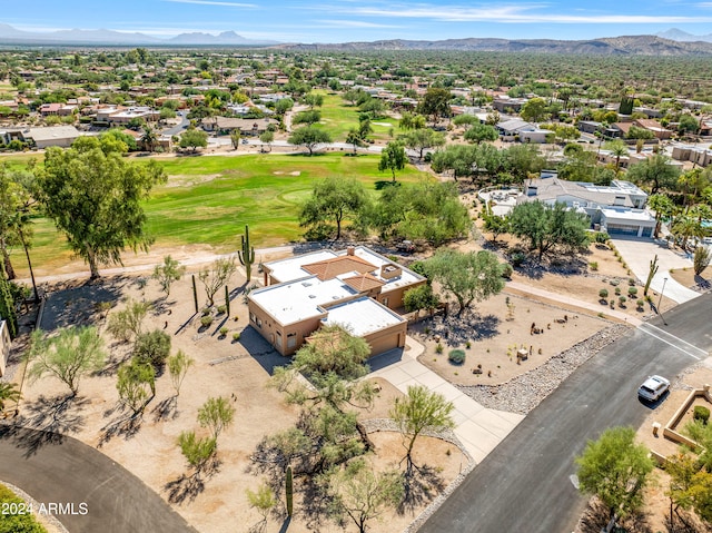 bird's eye view with a mountain view