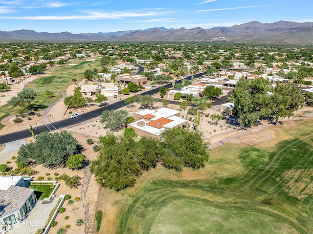 drone / aerial view with a mountain view