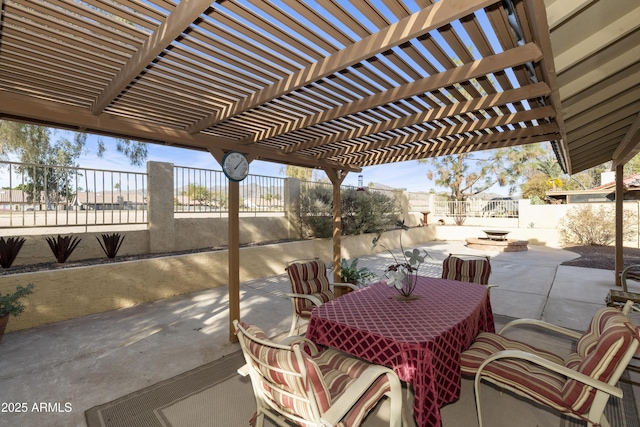 view of patio featuring a pergola