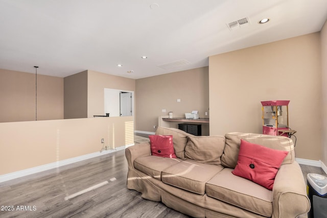 living room with hardwood / wood-style flooring