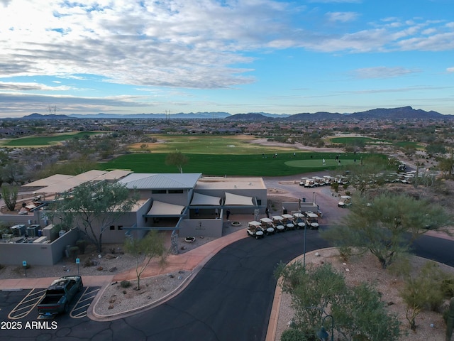 bird's eye view with a mountain view