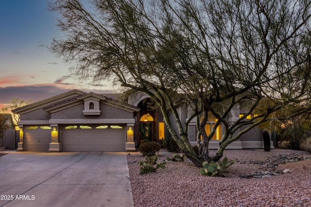 view of front of house with a garage