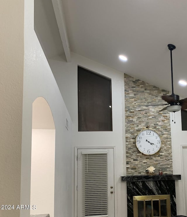 interior details with ceiling fan