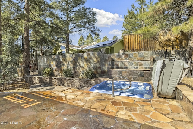 view of pool with a patio area, a fenced backyard, and grilling area