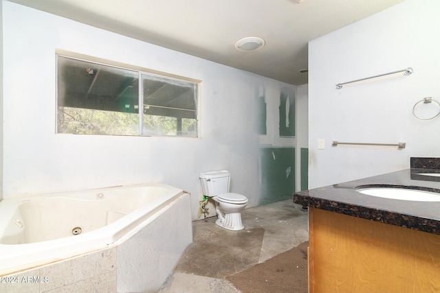 214 S Hing Dr, Superior, AZ 85173 - bathroom with vanity, a relaxing tiled tub, and toilet
