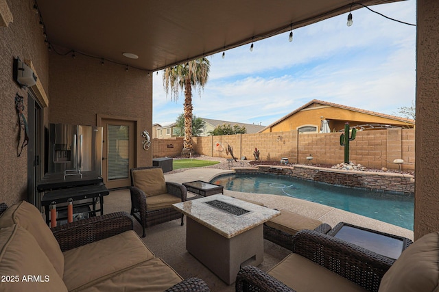 view of pool featuring an outdoor hangout area and a patio area