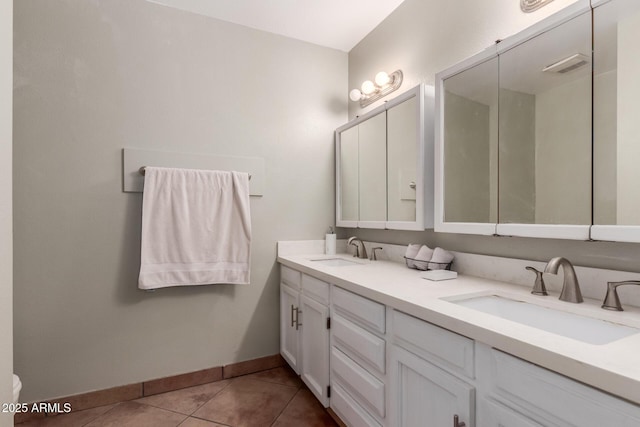 bathroom featuring vanity and tile patterned flooring