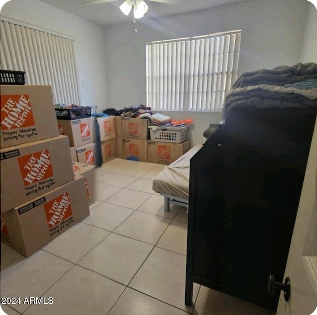 storage room featuring ceiling fan