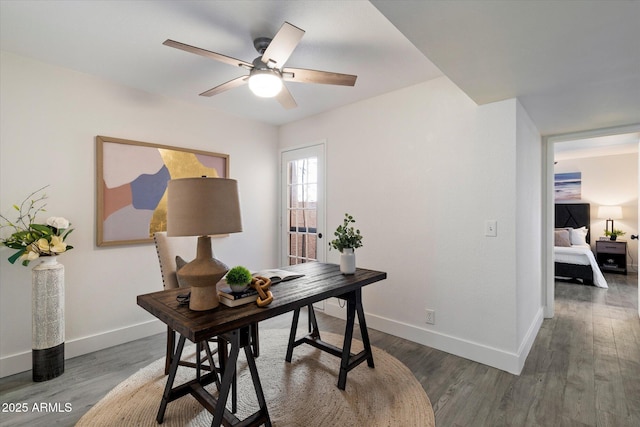 1120 E Beryl Ave, Phoenix, AZ 85020 - office with ceiling fan and wood finished floors