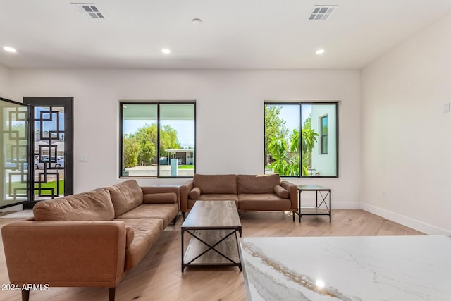 living room featuring light hardwood / wood-style flooring