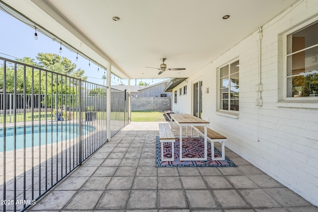 314 E Royal Palm Rd, Phoenix, AZ 85020 - fenced backyard with a patio area and a ceiling fan