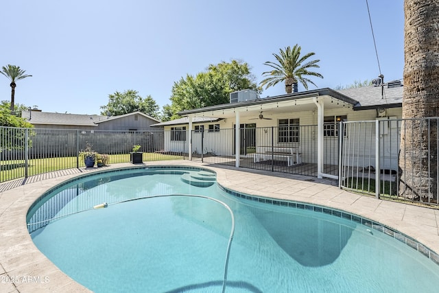 314 E Royal Palm Rd, Phoenix, AZ 85020 - view of swimming pool with ceiling fan and a patio area