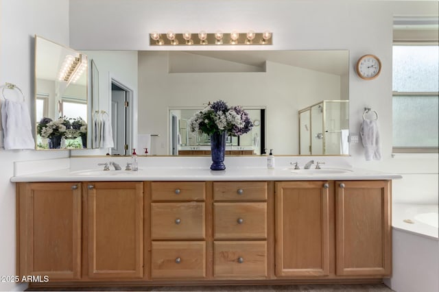 3713 E Encinas Ave, Gilbert, AZ 85234 - full bathroom with a stall shower, double vanity, and a garden tub