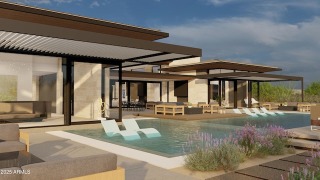 outdoor pool featuring a patio area and an outdoor living space