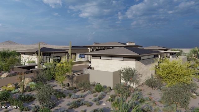 view of front facade with a mountain view