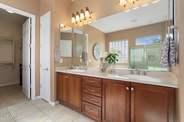 bathroom featuring vanity and tile patterned floors