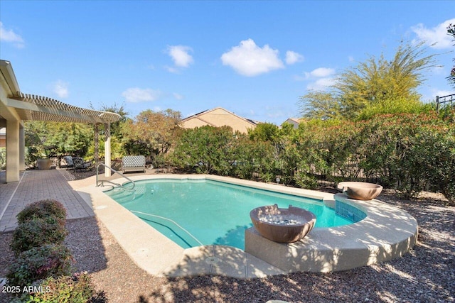 view of pool featuring a pergola and a patio