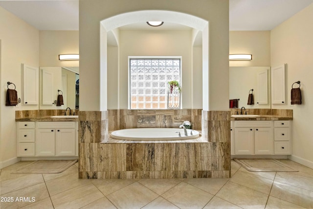 5122 S Miller Pl, Chandler, AZ 85249 - full bathroom featuring tile patterned floors, a garden tub, and a sink