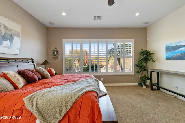 5122 S Miller Pl, Chandler, AZ 85249 - carpeted bedroom with baseboards, visible vents, multiple windows, and recessed lighting