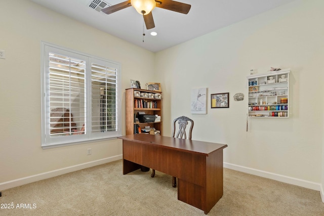 5122 S Miller Pl, Chandler, AZ 85249 - carpeted office space with visible vents, a ceiling fan, and baseboards