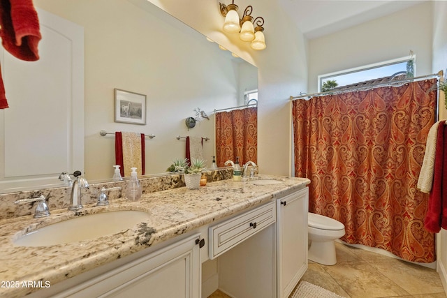 5122 S Miller Pl, Chandler, AZ 85249 - full bath with tile patterned floors, toilet, double vanity, and a sink