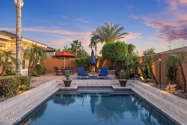 5122 S Miller Pl, Chandler, AZ 85249 - view of swimming pool featuring a patio, a fenced backyard, and a fenced in pool