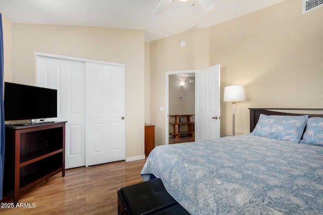 5215 W Del Rio St, Chandler, AZ 85226 - bedroom featuring wood finished floors, ceiling fan, a closet, and visible vents