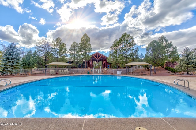 view of pool with a gazebo