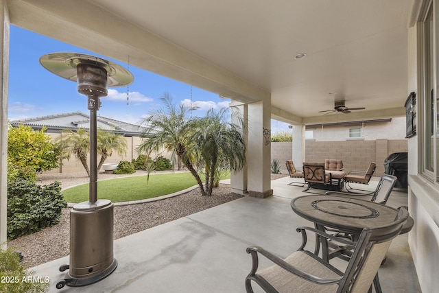 view of patio / terrace with ceiling fan