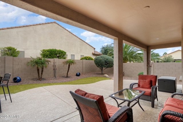 view of patio with a fenced backyard