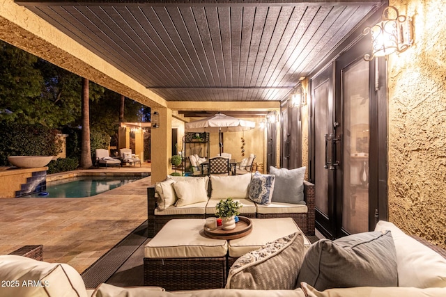 view of patio / terrace featuring an outdoor hangout area and outdoor dining space